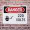 Signmission 220 Volts Danger Sign, Plastic, 14in W x 10in L, 2PK OS-2PACK-DS-P-1014-L-1008 - alternate 4
